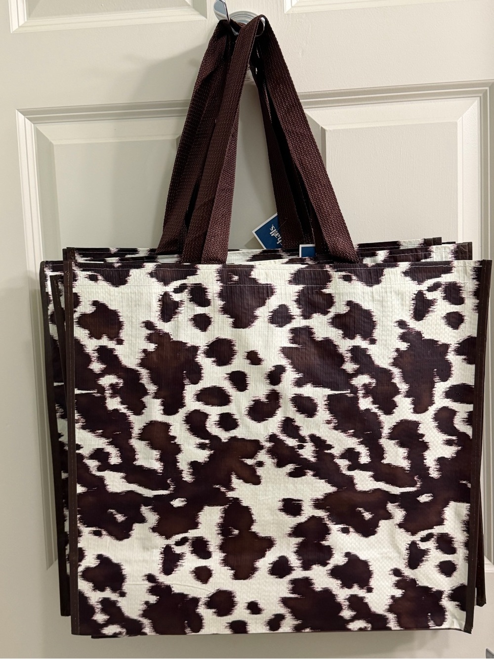 Marshalls Brown and White Cow Print Reusable Tote- set of 4 NWT